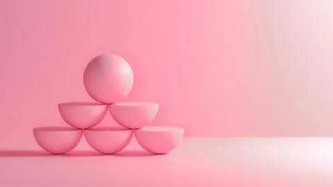 3D Scene Abstract Romance Background Wallpaper Clean Pink color / 3D Render Stock Illustration