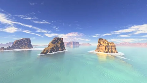 3D scene of flight with extraterrestrial landscape Stock Footage 131857465