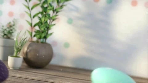 3d Scene Of Rolling Colorful Easter Eggs Lining Up Video stock 264049574