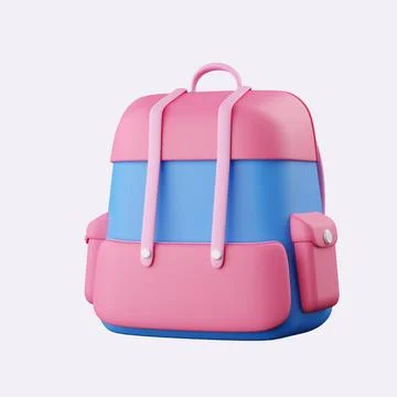 3d school bag icon. Back to school and education concept. isolated on background Stock Illustration