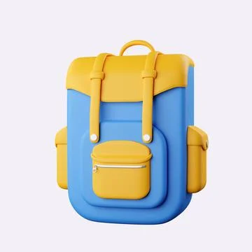 3d school bag icon. Back to school and education concept. isolated on background Stock Illustration