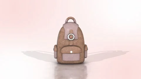 3D School Bag on a Reflective Floor. Backpack 3D Animation. Education. 4K Stock Footage 287442626