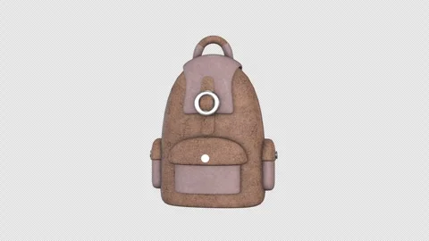 3D School Bag Rotating on a Transparent Background. Seamless Loop. Backpack. 4K Stock Footage 287442931