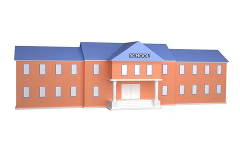 3d school building isolated on white background 스톡 일러스트