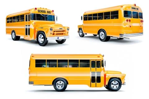 3d school bus on white background Stock Illustration