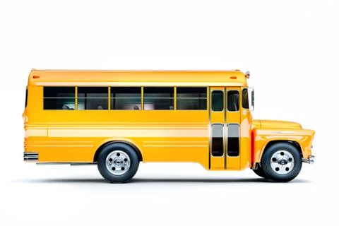 3d school bus on white background Stock Illustration