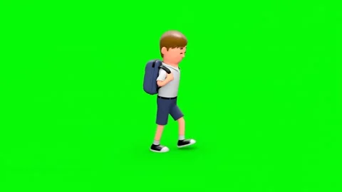 3D Schoolboy With Backpack Going School Walking 動画素材 266971831