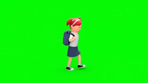 3D Schoolgirl With Backpack Going School Walking 库存影片 266971907