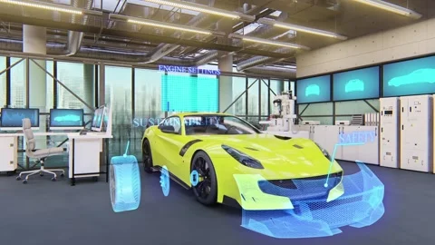 3d sci fi animation car with holographic elements Stock Footage 105195630