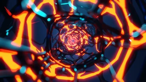 3d Sci Fi Animation in Seamless Looping. Fire and blue colors.4K Footage Stock Footage 166644794
