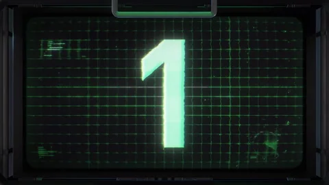 3D Sci Fi Digital Countdown Screen Number 1 Stock Footage 293574536