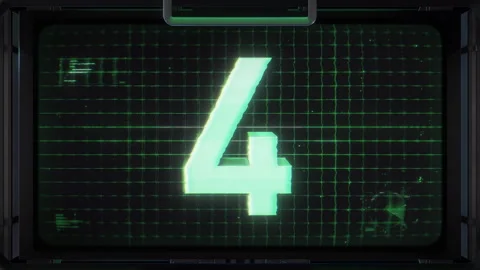 3D Sci Fi Digital Countdown Screen Number 4 Video stock 293574539