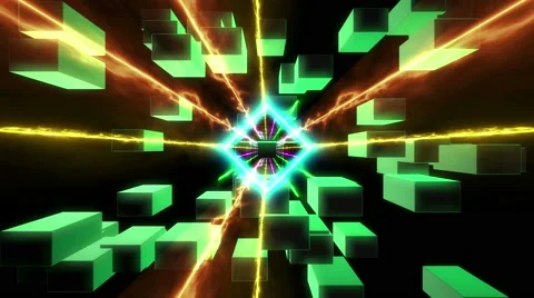 3d sci-fi fantasy dimensional tunnel with laser beam and polygon zooming Stock Footage 61395975