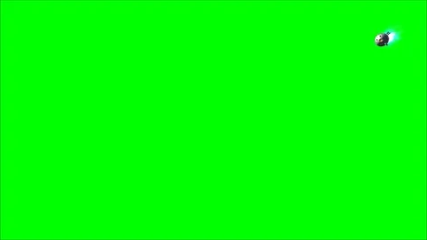 3D Sci-Fi Space Capsule Rocket Flying with Thruster Fire on Green Screen Stock Footage 340675699