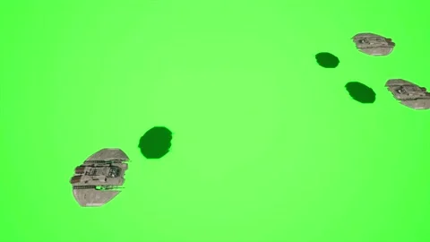 3D Sci-Fi tech spaceships, on patrol, Green screen, ,Chroma Key, 4K Stock Footage 221760403