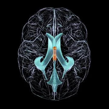 A 3D scientific illustration showcasing the third brain ventricle Stock Illustration