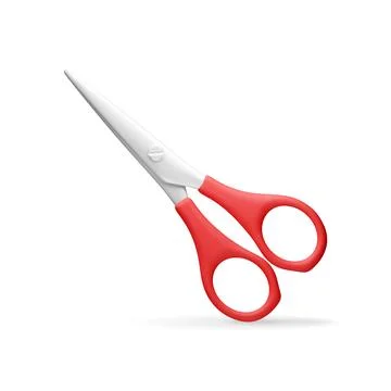 3D scissors with red plastic handles Stock Illustration