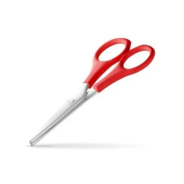 3D scissors with red plastic handles Stock Illustration
