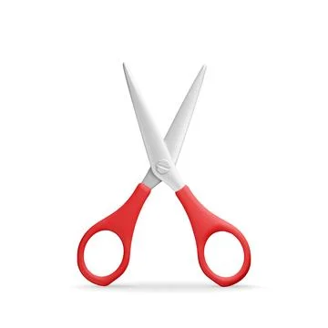 3D scissors with red plastic handles Stock Illustration