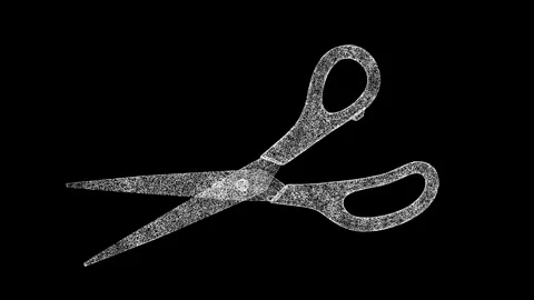 3D scissors rotates on black background.... | Stock Video | Pond5