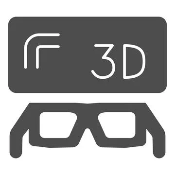 3D screen and glasses solid icon, TV concept, three dimensional monitor and Stock Illustration