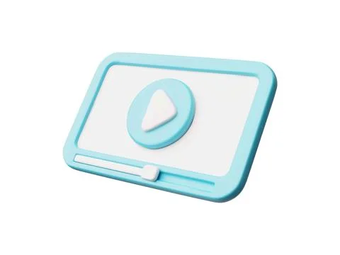 3D Screen Icon with Video Play Button, Vector Illustration. Illustrazione stock