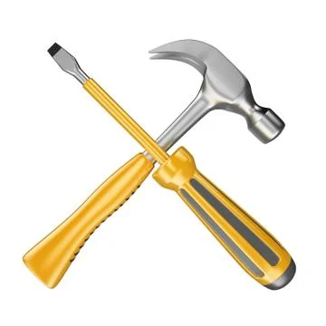 3d screwdriver and hammer Stock Illustration