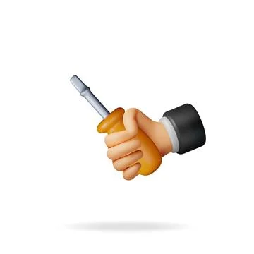 3d Screwdriver Tool in Hand Stock Illustration