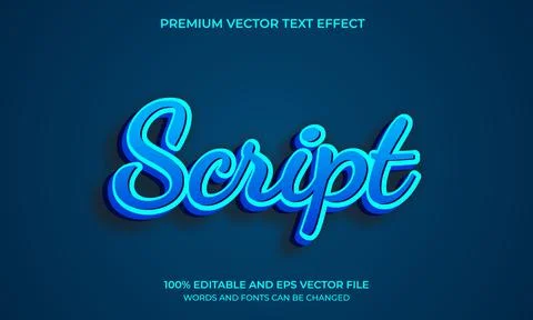 3D Script Text effect, Editable Text Style Stock Illustration