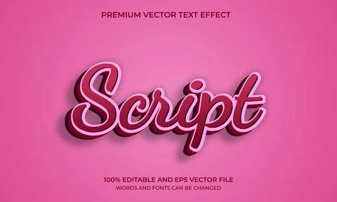 3D Script Text effect, Editable Text Style Stock Illustration