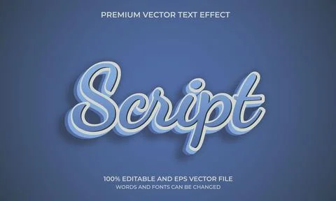 3D Script Text effect, Editable Text Style Stock Illustration