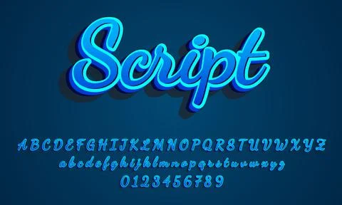 3D Script Text effect, Editable Text Style Stock Illustration