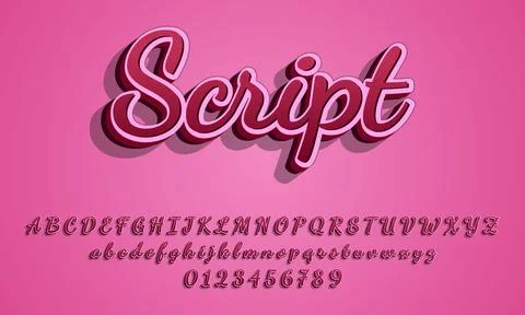 3D Script Text effect, Editable Text Style Stock Illustration