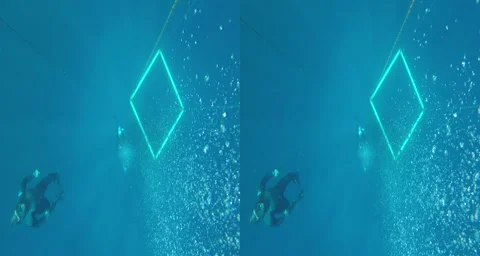 3D scuba bubles in blue hole Stock Footage 40738825
