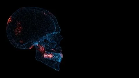 3D Scull Scan. Scull Scanning Interface. HUD Scull analyze. Medical Science A Stock Illustration