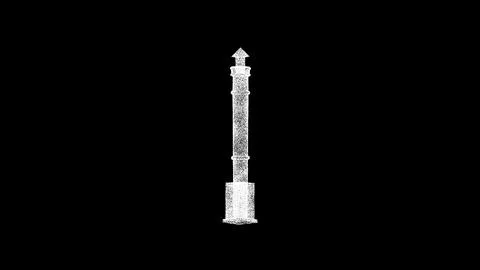 3D sea lighthouse on black background. Object dissolved white flickering part Illustrazione stock