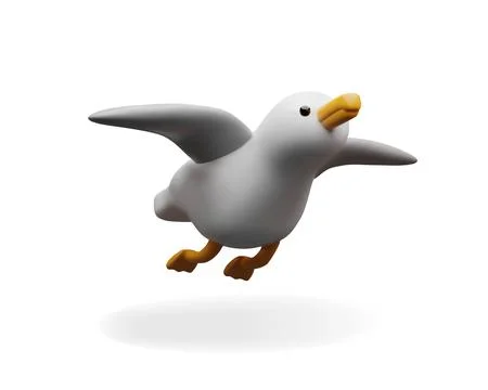 3d seagull flying Stock Illustration
