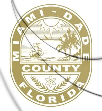 3D Seal of Miami-Dade County (Florida), USA. 3D Illustration. 스톡 일러스트