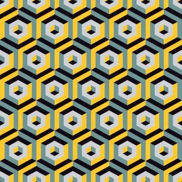 3d seamless abstract with hexagonal elements Illustrazione stock