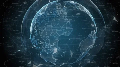 3d seamless animation of Global Business Network. Earth rotating in Space. Scien Stock Footage 101104841