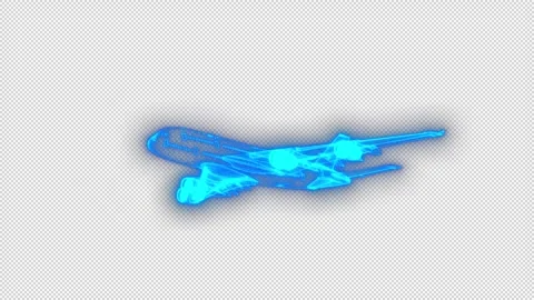 3D Seamless Loop Airplane Alpha Channel Hologram / HUD 動画素材 276466294