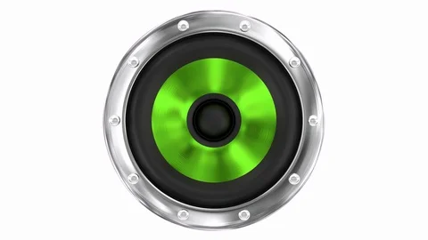 3D seamless loop of the green loudspeaker in UHD Video stock 70801932