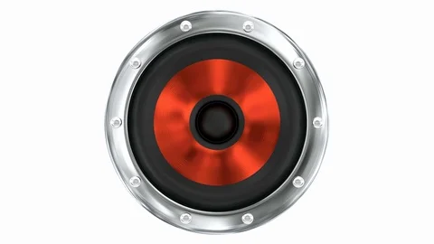3D seamless loop of the red loudspeaker in UHD Video stock 70801908
