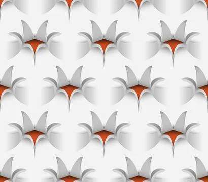 3D Seamless Paper Flower Pattern, Vector Illustration Stock Illustration