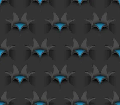 3D Seamless Paper Flower Pattern, Vector Illustration Stock Illustration