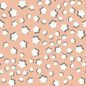 3D seamless pattern with volumetric white stars on a beige background. Abstract Stock Illustration