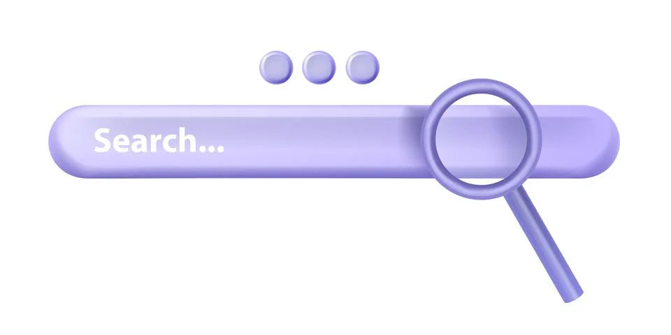 3D search engine bar, minimal web address button icon, magnifier Illustrazione stock