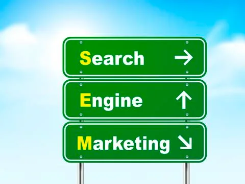 3d search engine marketing road sign Stock Illustration