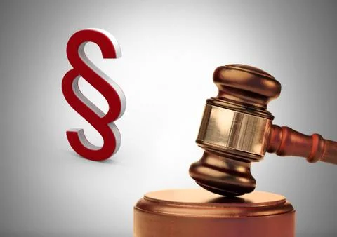 3D Section symbol icon and justice gavel Stock Illustration