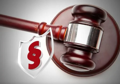 3D Section symbol icon and justice gavel Illustrazione stock